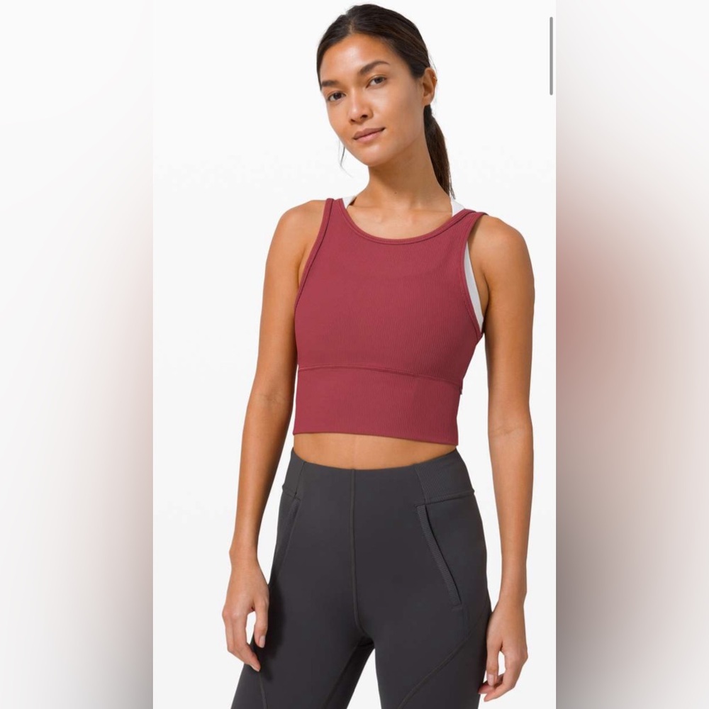 lululemon athletica Ribbed Crop Tank Top in Deep Rose